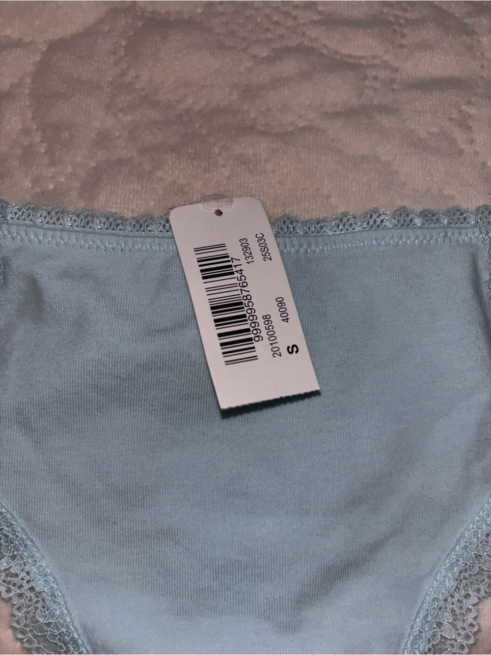 La vie en rose Light Blue Lace-Trim Thong - Picture 3 of 6